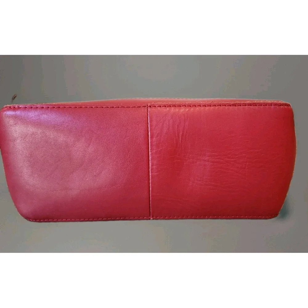 LL BEAN VINTAGE RARE RED LEATHER SHOULDER TOTE DOUBLE HANDLE BAG